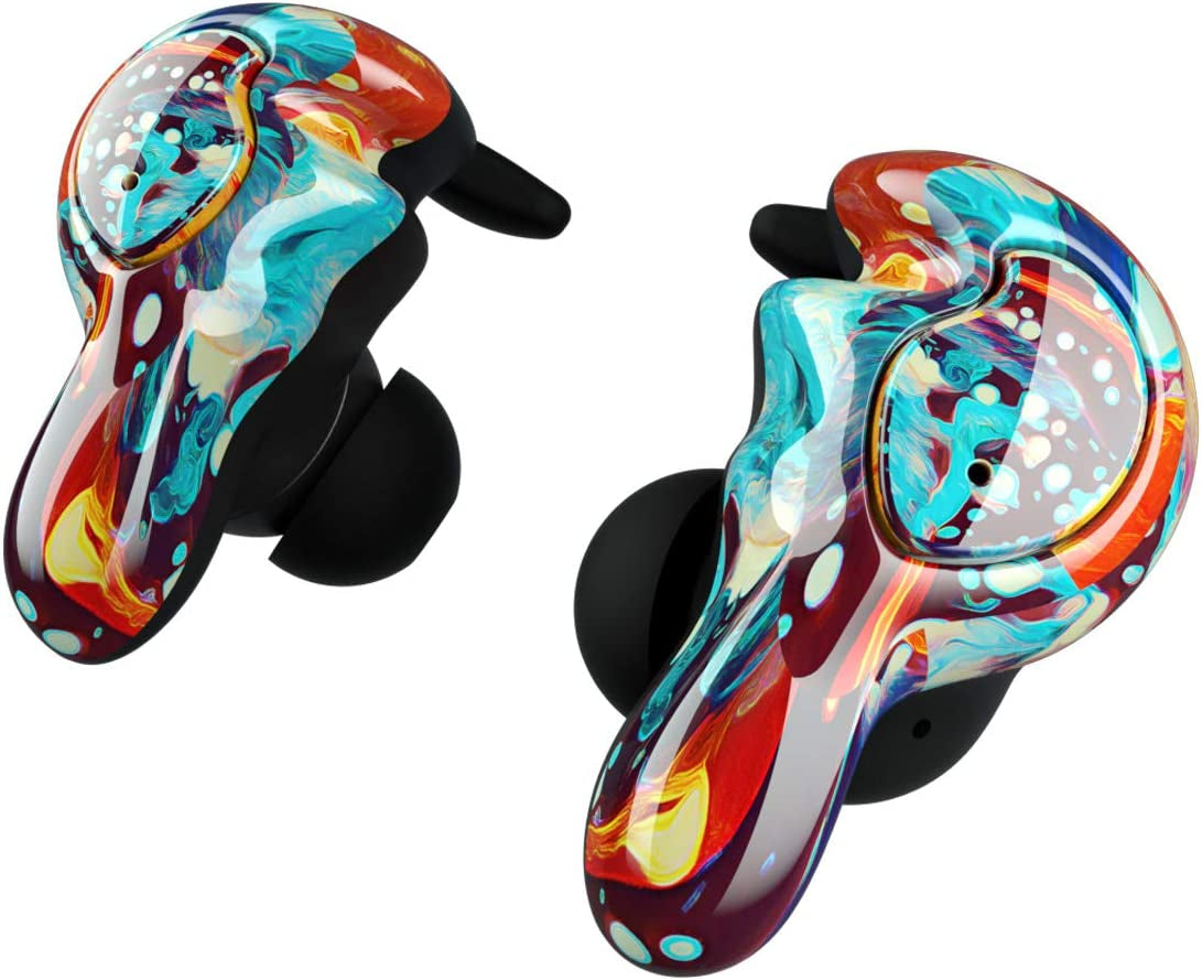 U-King True Wireless Earbuds Waterproof IPX7 Bluetooth Headphones, Hifi 5.0 Wireless Earbuds 120Hrs Playing Time with Charging Case-Fireworks