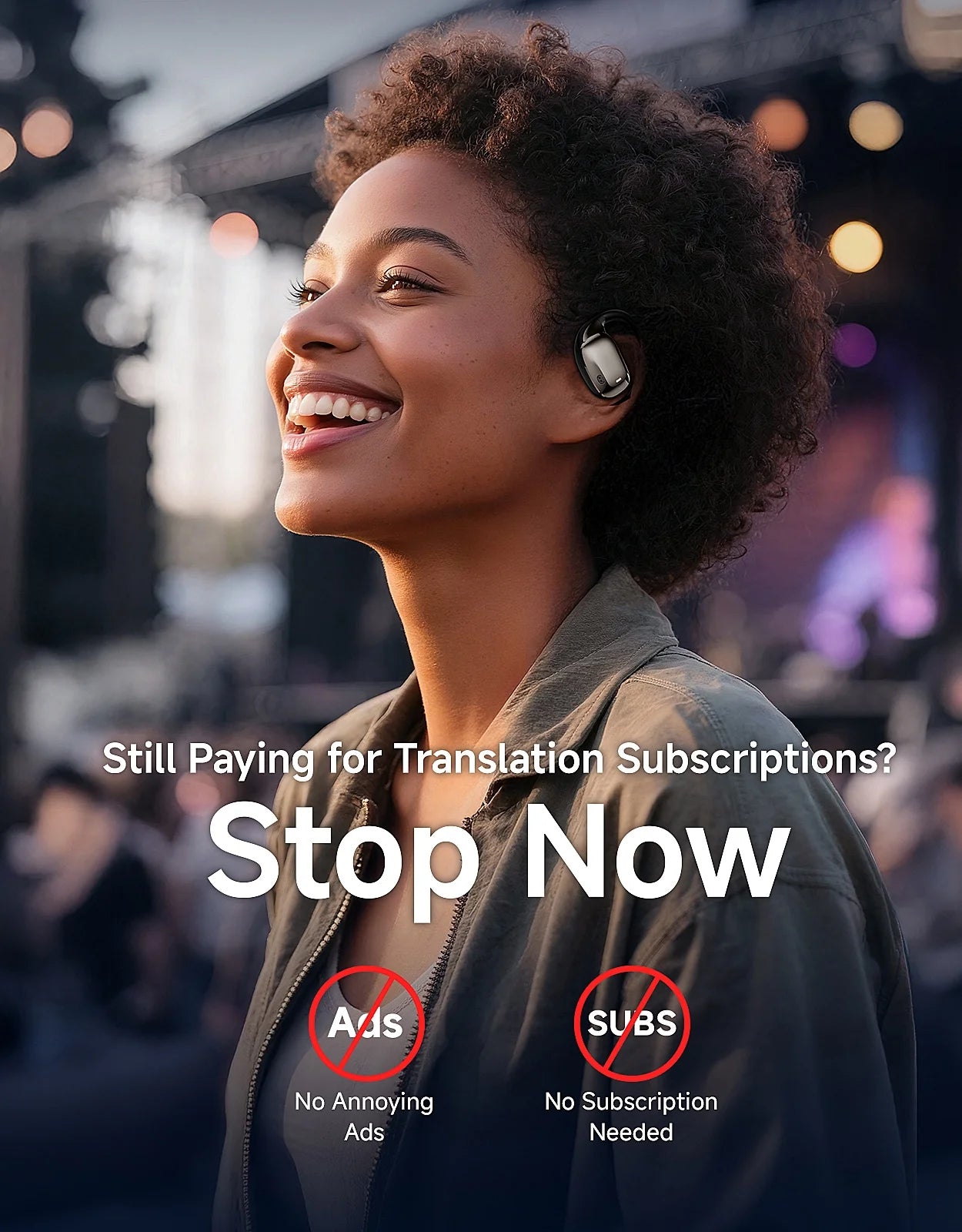 AI Translation Earbuds, Real Time Translator Earphones for 144 Languages, Wireless Bluetooth Headphones Compatible with Ios & Android, Ideal for Travel Business